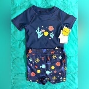 Baby swim trunks and rash guard size 6M UPF 50+